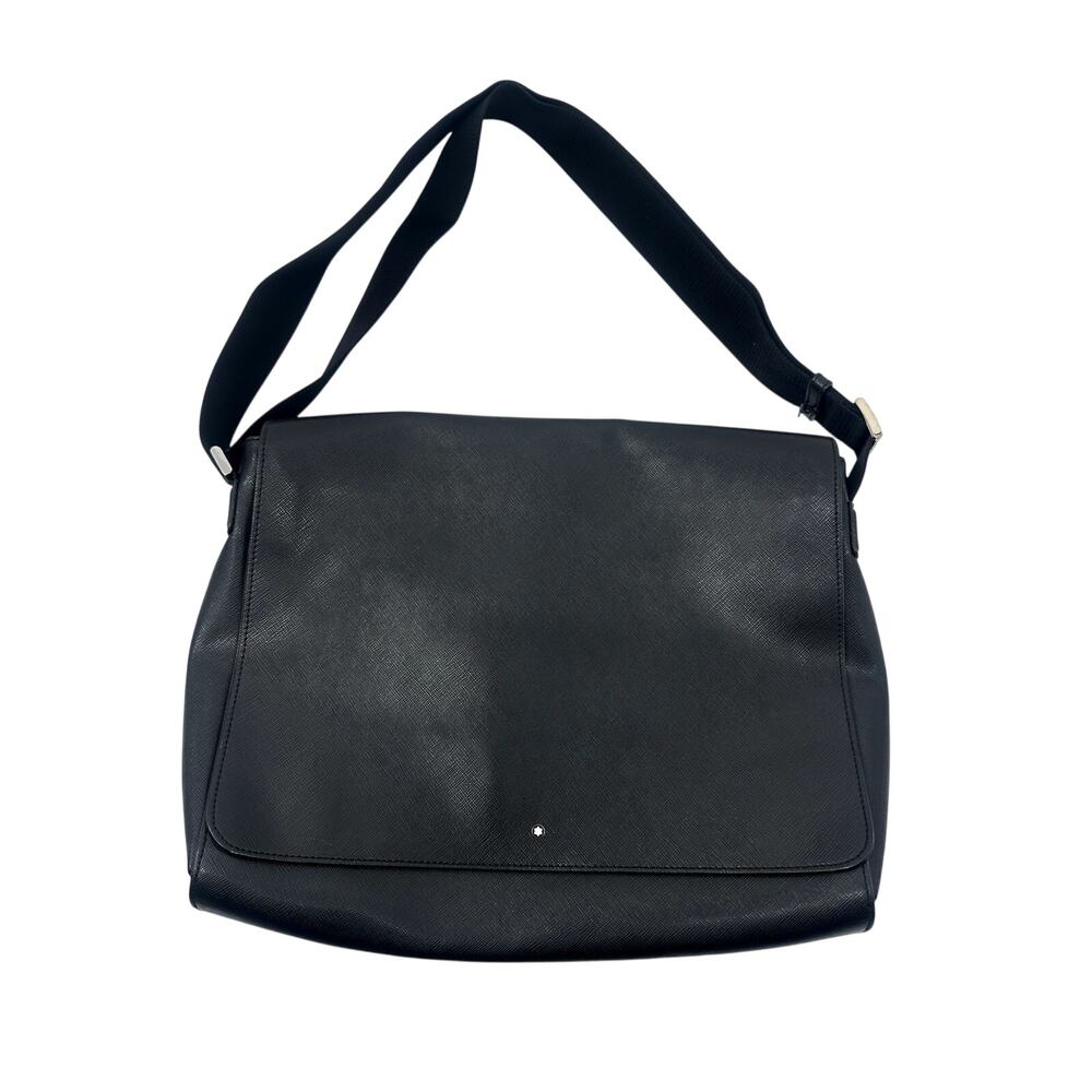 Montblanc Leather Soft Grain Meisterstück Italian Messenger Bag Black